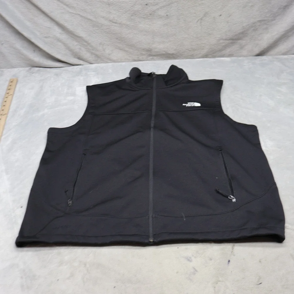 North Face Vest Mens XL Black Softshell WindWall Full Zip Fleece-Lined Wind Rain